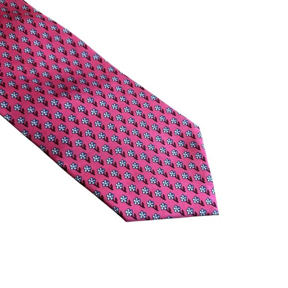 Brooks Basics Pure Silk Pink Floral Neck Tie Colorful Bold Men's - Picture 2 of 9